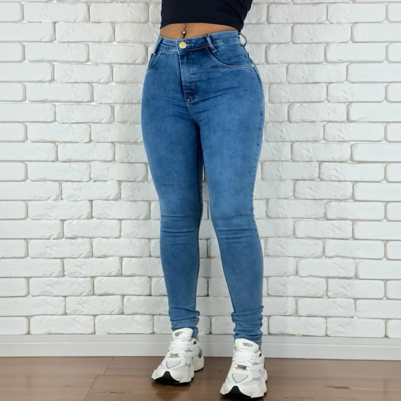 Calça Jeans Marmorizada com Lycra
