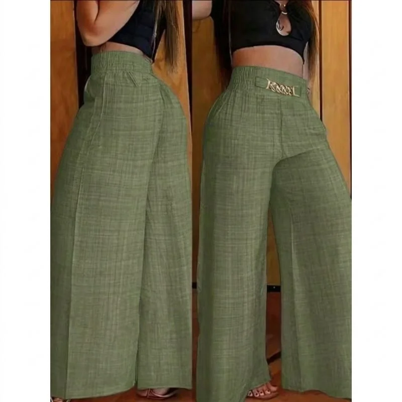Calça Pantalona de Linho com Cinto