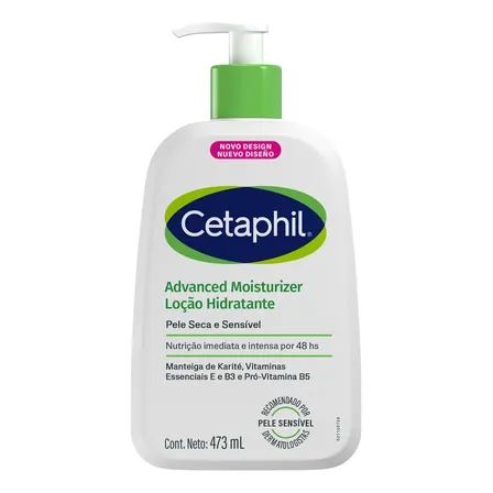 Cetaphil Loção Advanced Hidratante Corporal para Pele Seca e Sensível 473ml – Hidratação 48h