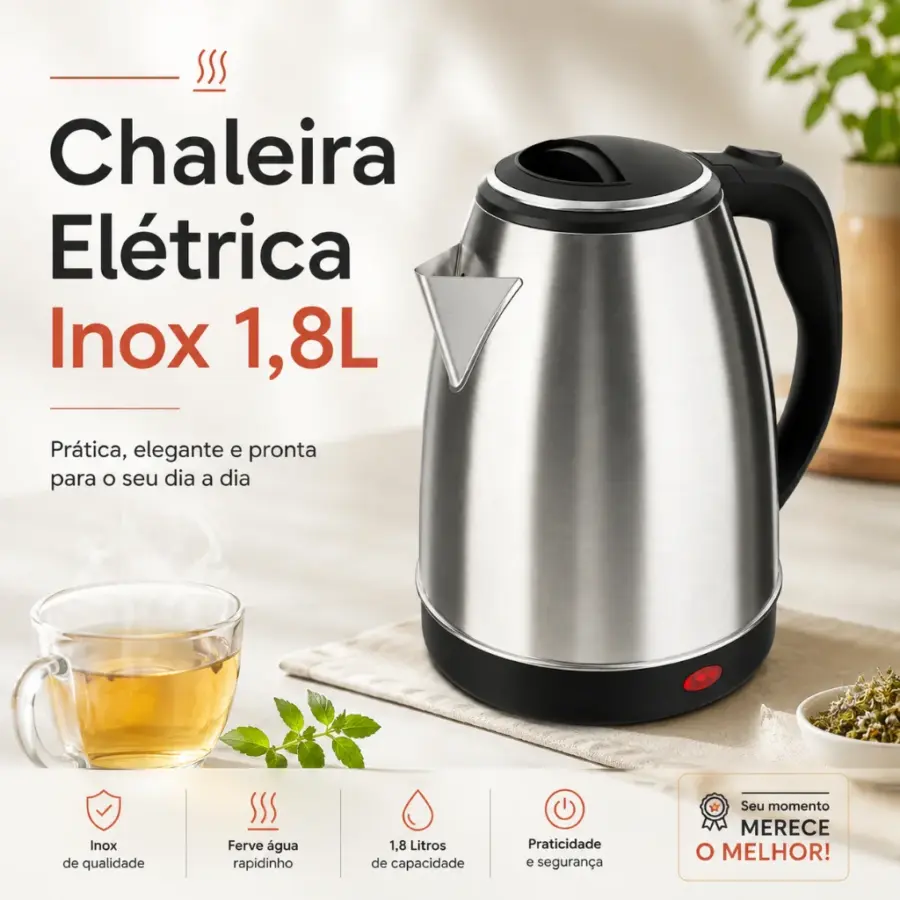 Chaleira Elétrica Inox 1,8 L