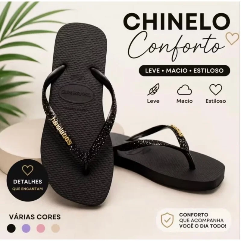 Chinelo de Dedo Feminino Sola Quadrada