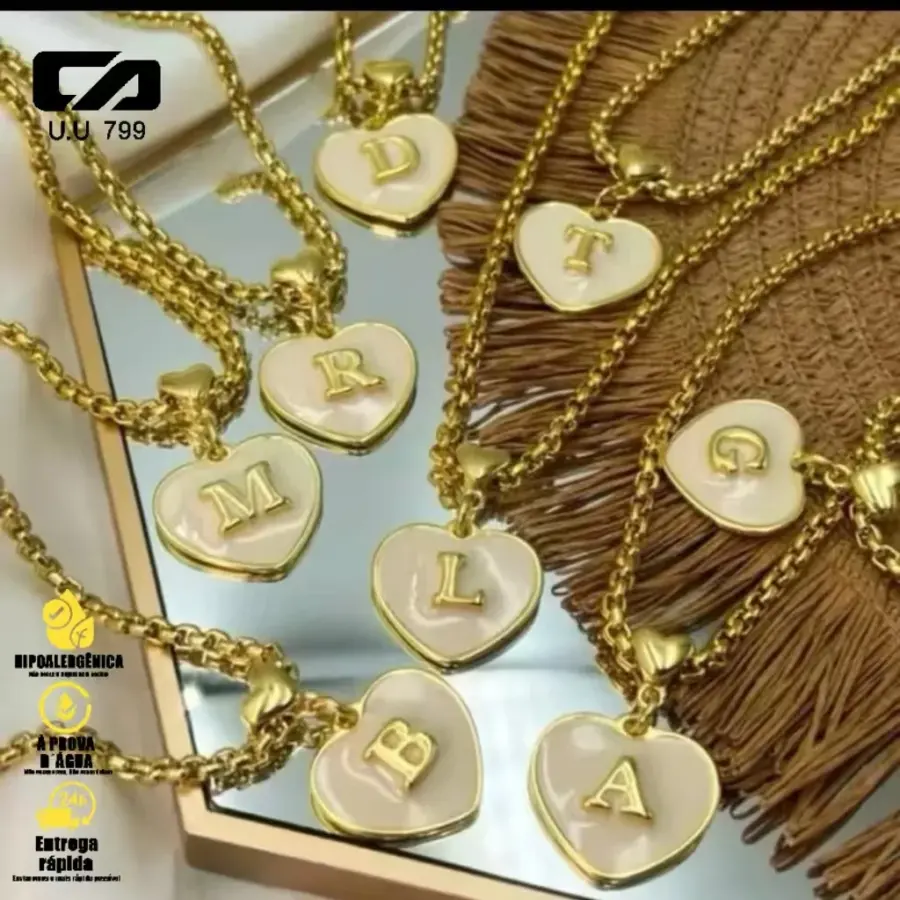 Colar Banhado a Ouro 18k com Pingente de Letra