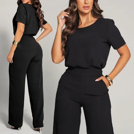 Conjunto Feminino Social Calça Pantalona E Blusa Soltinha