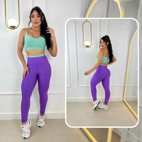 Conjunto Fitness Bicolor de Legging e Top