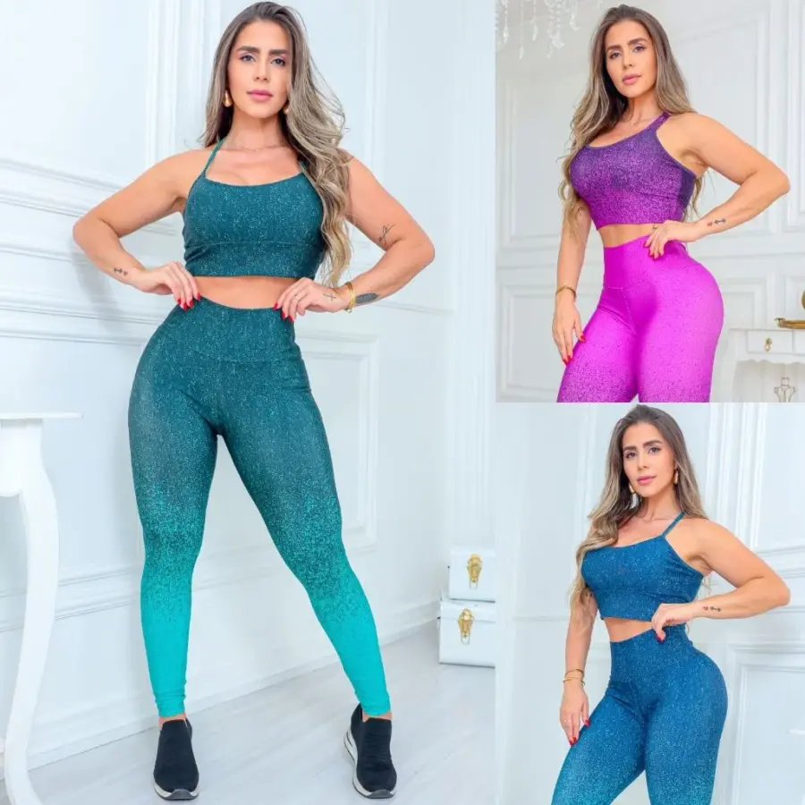Conjunto Legging Degradê e Top com Bojo