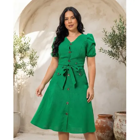 Conjunto Social Feminino Linho Saia Midi E Blusa