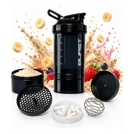 Coqueteleira Shaker Academia Compartimento 600ml Suplementos Hermético Whey Cápsulas Comprimidos Fit Shakeira BPA Free Masterheart