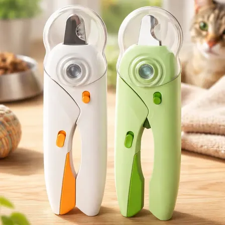 Cortador de Unhas Pet com Led Alicate para Cães E Gatos Lixa Branco-laranja / Verde Grande, Médio,pequeno