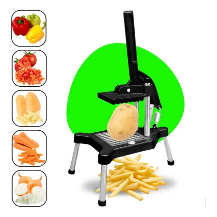 Cortador Picador Legumes Batata Profissional Reforçado Preto