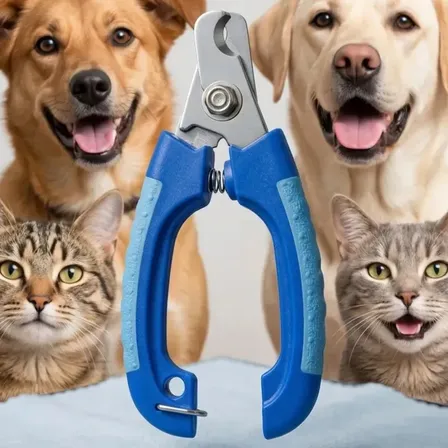 Cortador Unha Gato Cão Pet Antiderrapante, com Limitador de Corte E Lâmina em Aço Inox Dor Block Pequeno, Médio E Grande