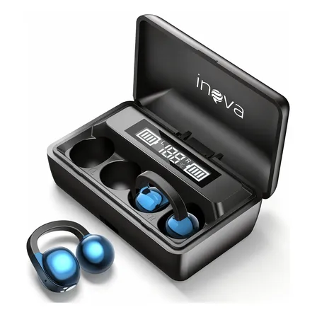 Fone de Ouvido Clip-on Bluetooth 6.0 Esportivo 60hrs Duração Preto