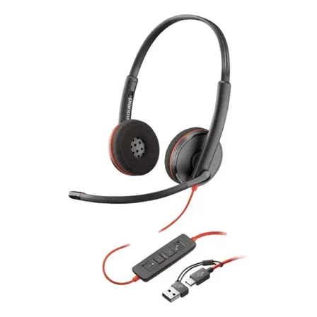 Fone de ouvido Plantronics Blackwire C3220 USB Tipo A e Tipo C