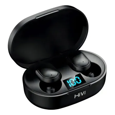Hivi Fone de Ouvido Bluetooth 5.0 Par Sem Fio Duplo Cor Preto
