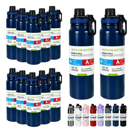 Kit 12 Garrafas Térmica 800ml Água Squeeze Inox Treino Alça