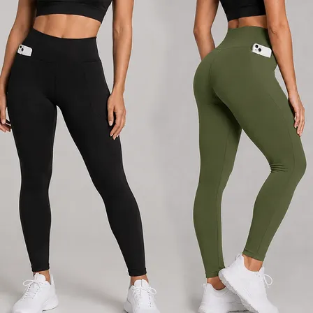 Kit 2 Calças Legging Feminina Grossa de Cintura Alta com Bolso