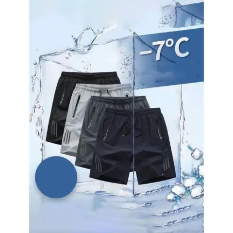 Kit 3 Bermudas Masculinas Seda Gelada com Zíper