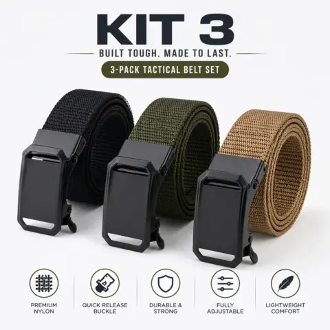 Kit 3 Cintos Táticos de Nylon