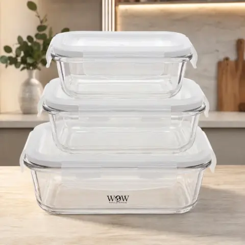 Kit 3 Potes de Vidro Hermético Refratário