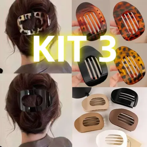 Kit 3 Presilhas de Cabelo Ovais