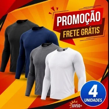 Kit 4 Camisas Térmicas Manga Longa UV50+