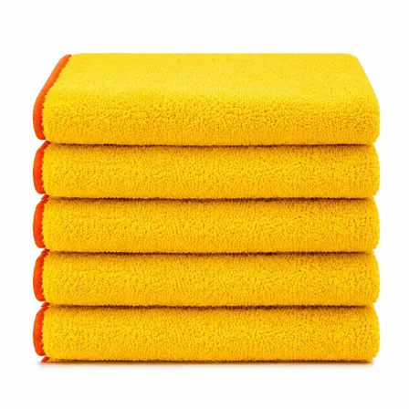 Kit 5 Flanela Toalha Pano Microfibra Amarela 60x40cm Superabsorvente Automotivo Carro Moto Casa para Vidro Pia Limpeza Profissional Anti risco