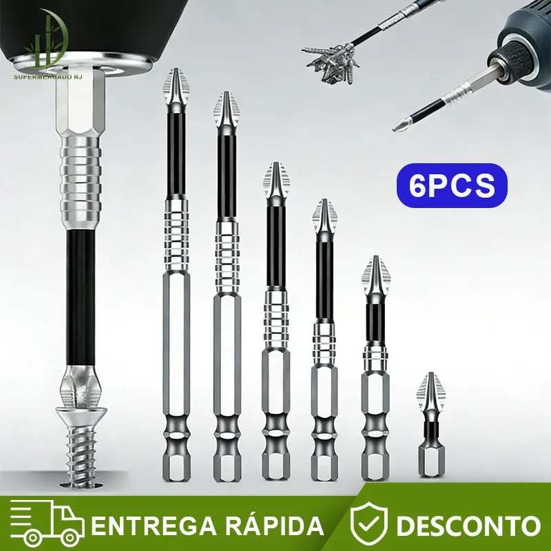 Kit 6 Bits Magnéticos para Parafusadeira