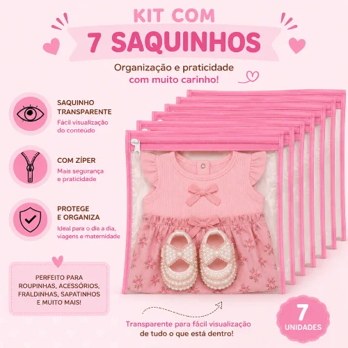 Kit 7 Saquinhos para Mala Maternidade