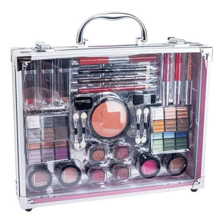 Kit Maleta de Maquiagem Fenzza Muse 28 Itens Completa Profissional Original Prateada
