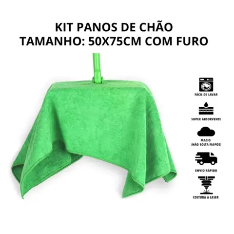 Kit Panos de Chão de Microfibra 50 x 75 cm