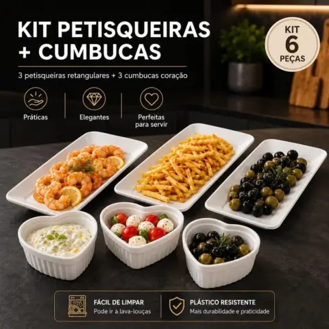 Kit Petisqueiras e Cumbucas de Coração