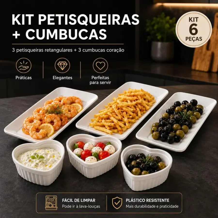 Kit Petisqueiras e Cumbucas de Coração