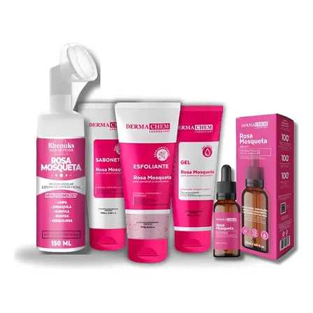Kit Skincare Rosa Mosqueta+mousse de Limpeza+sérum Clareador