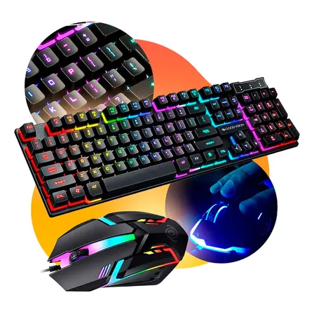Kit Teclado Mouse Gamer Completo Barato com Fio Cabo de 1,5m Led com Iluminação Rgb Desktop Conexão Usb Cor Preto Usar com Headset Acessorios Pc Mecanico Jogos – Goodvision