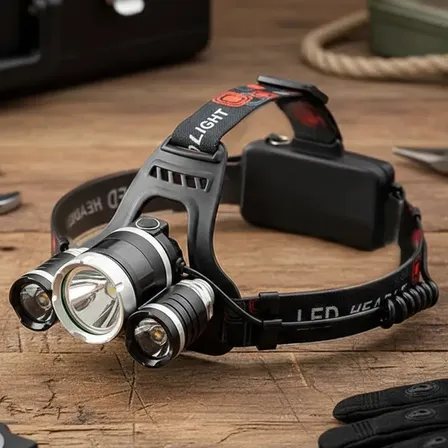 Lanterna Cabeça Recarregável 3 LED Luz Branca 4 Modos Ajustável Camping Trilha Corrida Trabalho Mãos Livres Bateria Recarregável Cabo Incluso Pro Power