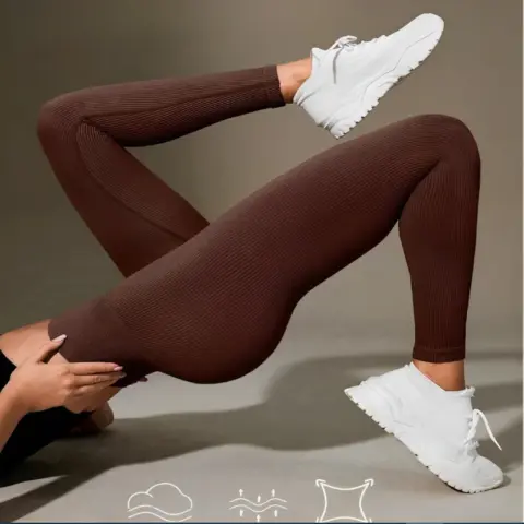 Legging Canelada Sem Costura Cintura Alta