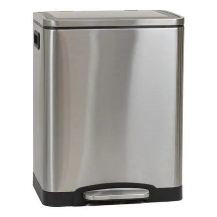 Lixeira de 30l Seletiva Dupla Inox 2 Divisórias 15l + 15l Cinza
