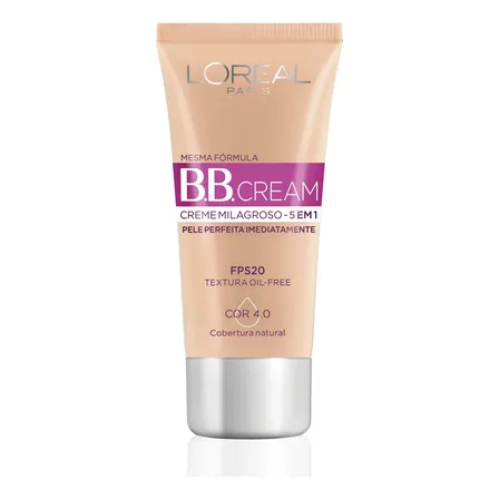 L’Oréal Paris Dermo Expertise BB Cream, Creme Milagroso 5 em 1, Cobertura Natural, Hidrata e Uniformiza a Pele, Oil Free, FPS 20 e Acabamento Matte, 30ml