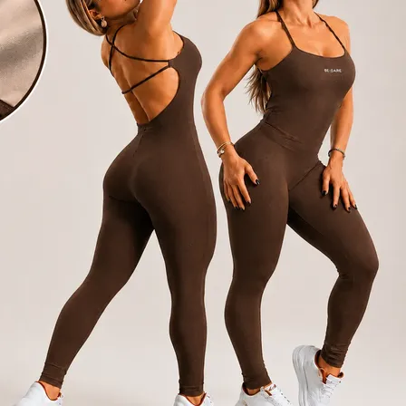 Macacão Fitness Forrado Feminino Longo em Suplex