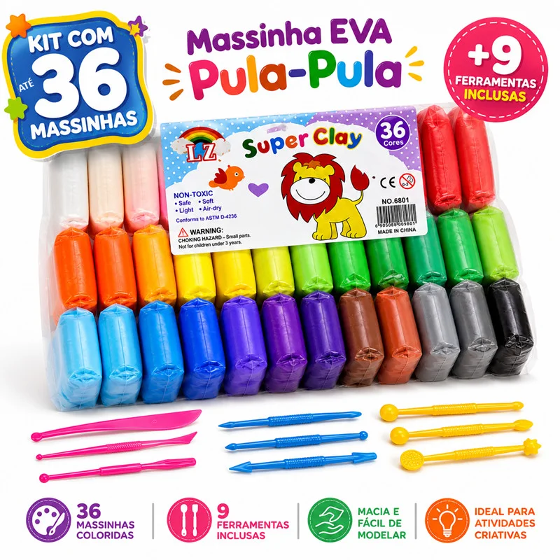 Massinha de EVA Super Leve de 12 a 36 Cores