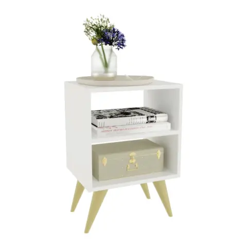 Mesa de Cabeceira Retrô Compacta com Nicho