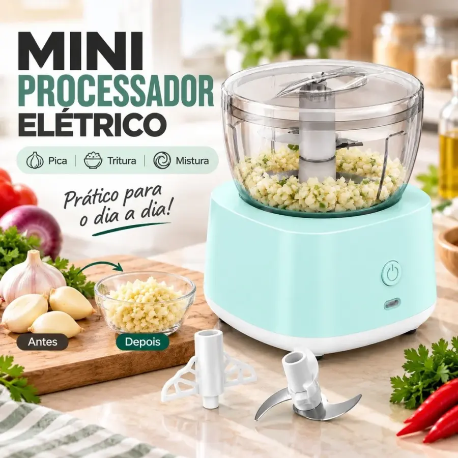 Mini Processador Elétrico de Alho 350 ml