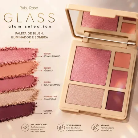 Paleta Ruby Rose Glass Glam Selection Blush Contorno/sombra Honor