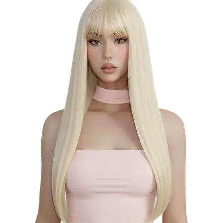Peruca Loira Orgânica Lace Cabelo Longo Liso