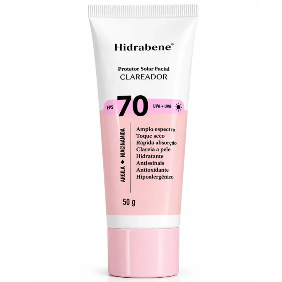 Protetor Solar Clareador Facial Hidrabene FPS 70