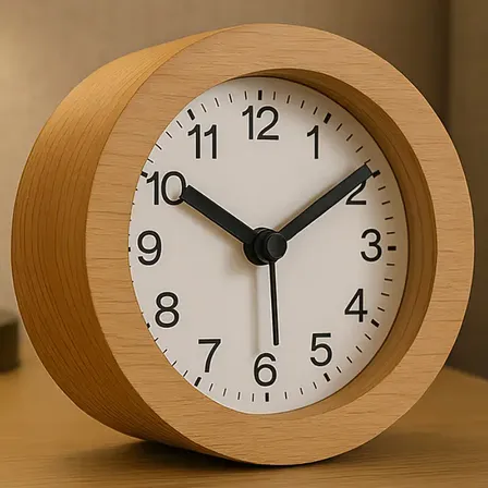 Relógio Despertador de Madeira Vintage Circular Silencioso Compacto Analógico Decoração Quarto Mesa Estilo Retrô Pilha Madeira Natural Lindo Bsan Shop