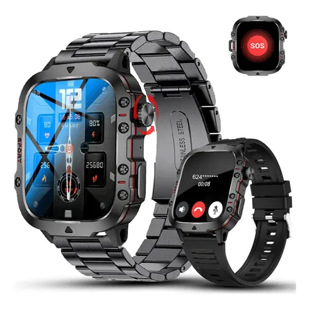 Relógio Inteligente Masculino Militar Smartwatch Esportes Smartwatch LAKEYLOYI QX11 Militar Masculino com Chamada Bluetooth e Tela de 1.96″