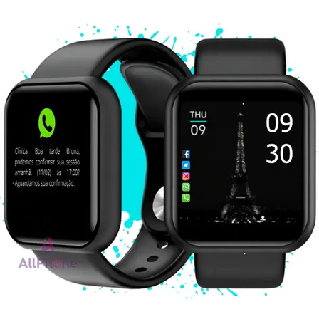 Relogio Smartwatch Digital Masculino / Feminino Bluetooth Ios Android 41mm Preto Allphone