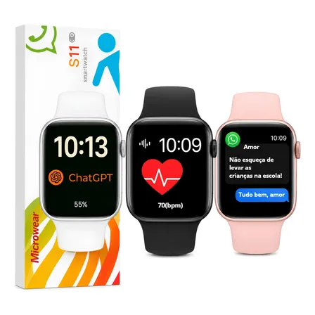 Relogio Smartwatch S11 Microwear Chatgpt Whatsap Gps Serie11 Preto Black