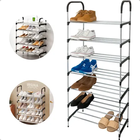 Sapateira Vertical IRSINA 7 Andares Aço Inox 21 Pares Cor Preto
