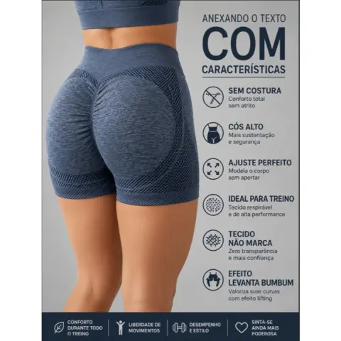 Short Fitness Cintura Alta Levanta Bumbum